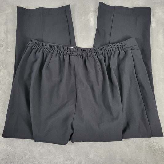 Catherines Refined Womens Pants 1X Plus Cropped Pull On Black Poly Blend Comfy