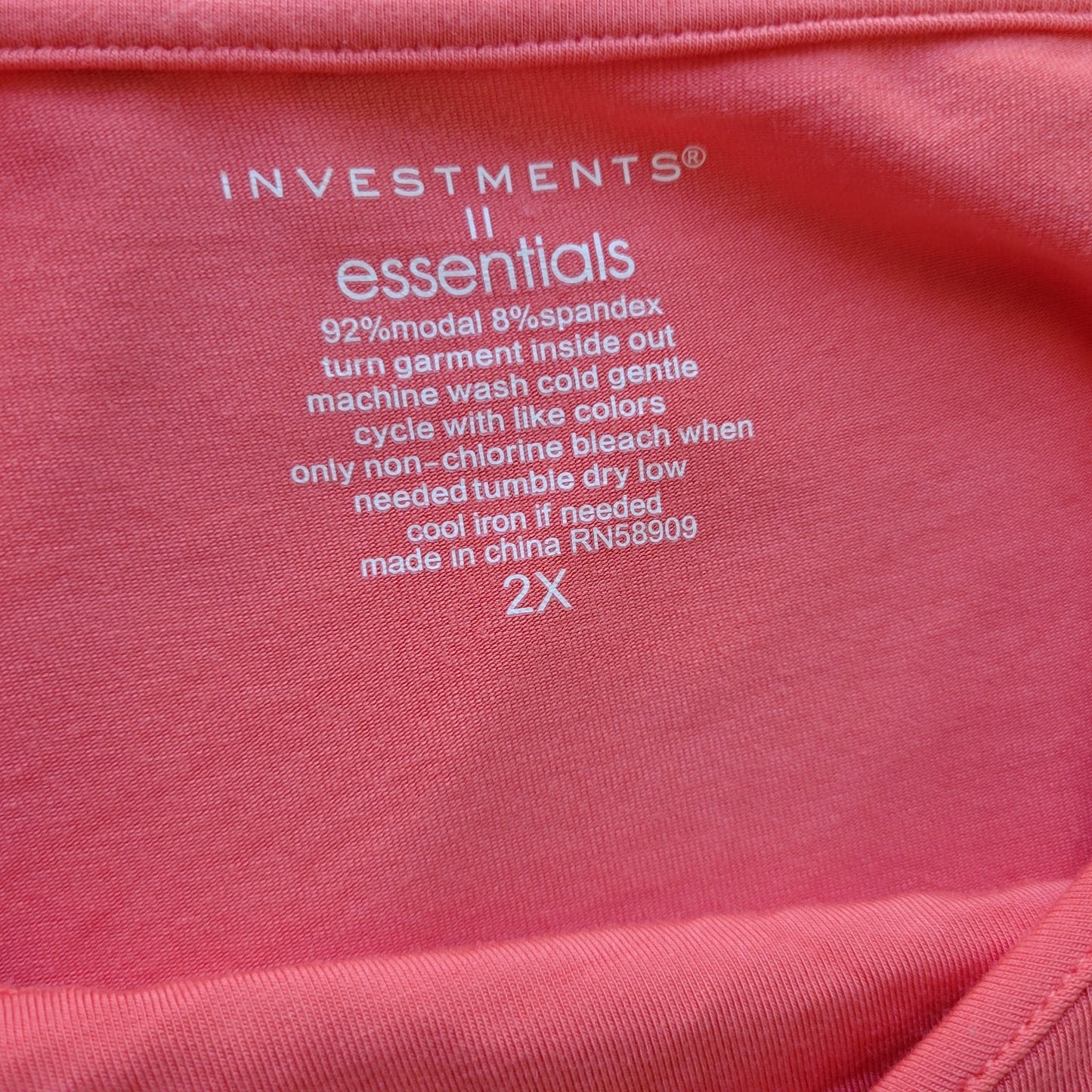 Investments II Womens Top 2X Plus 3/4 Sleeve Pink Studded Comfy Casual Modal