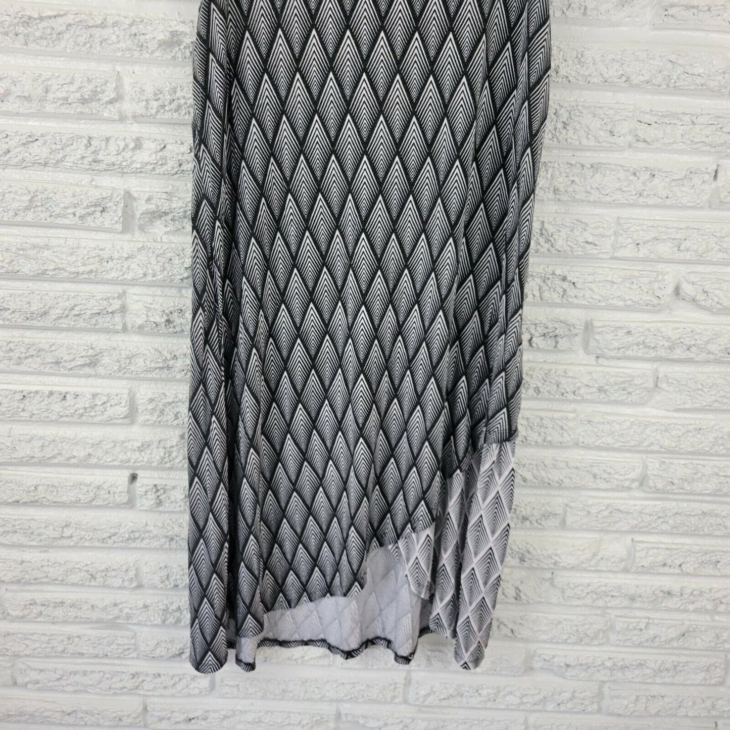 Design History Womens Dress XXL Shift Below Knee Diamond Geometric Layered Black