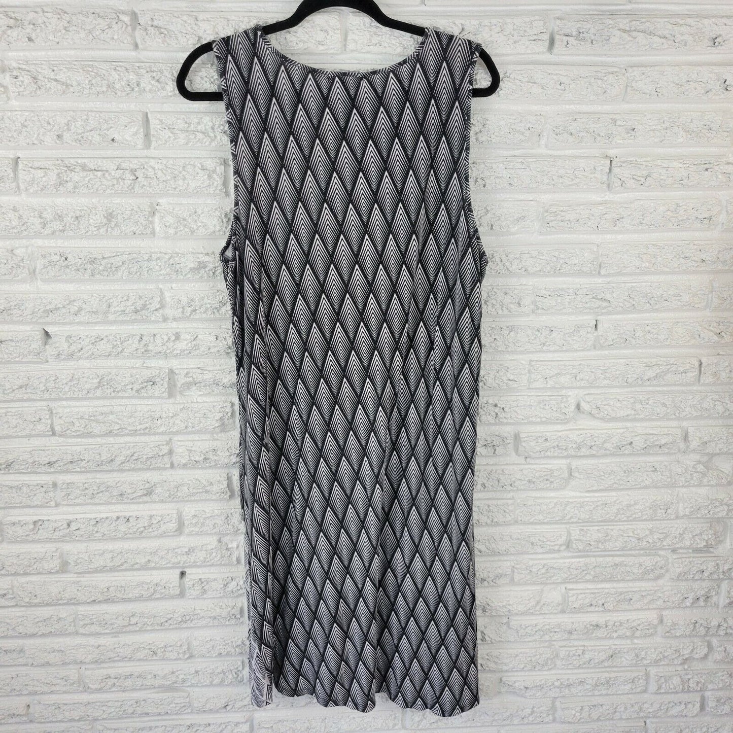 Design History Womens Dress XXL Shift Below Knee Diamond Geometric Layered Black