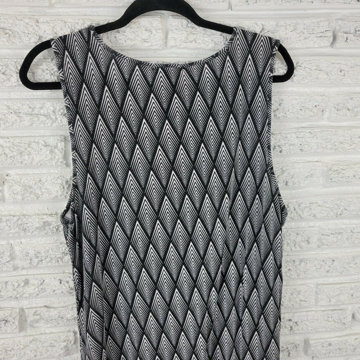Design History Womens Dress XXL Shift Below Knee Diamond Geometric Layered Black