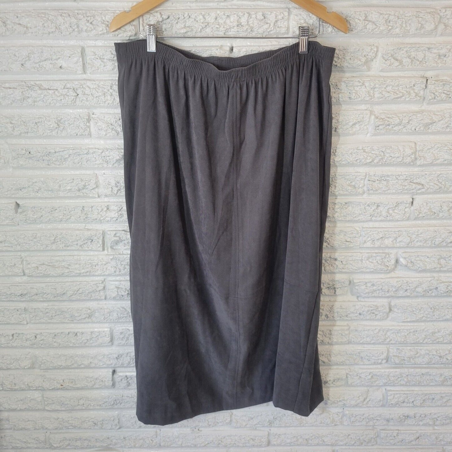 NIkki Womens Skirt 18 Plus Midi Aline Gray Poly Blend Office Casual Pull On