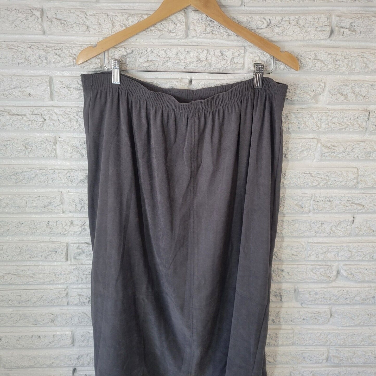 NIkki Womens Skirt 18 Plus Midi Aline Gray Poly Blend Office Casual Pull On
