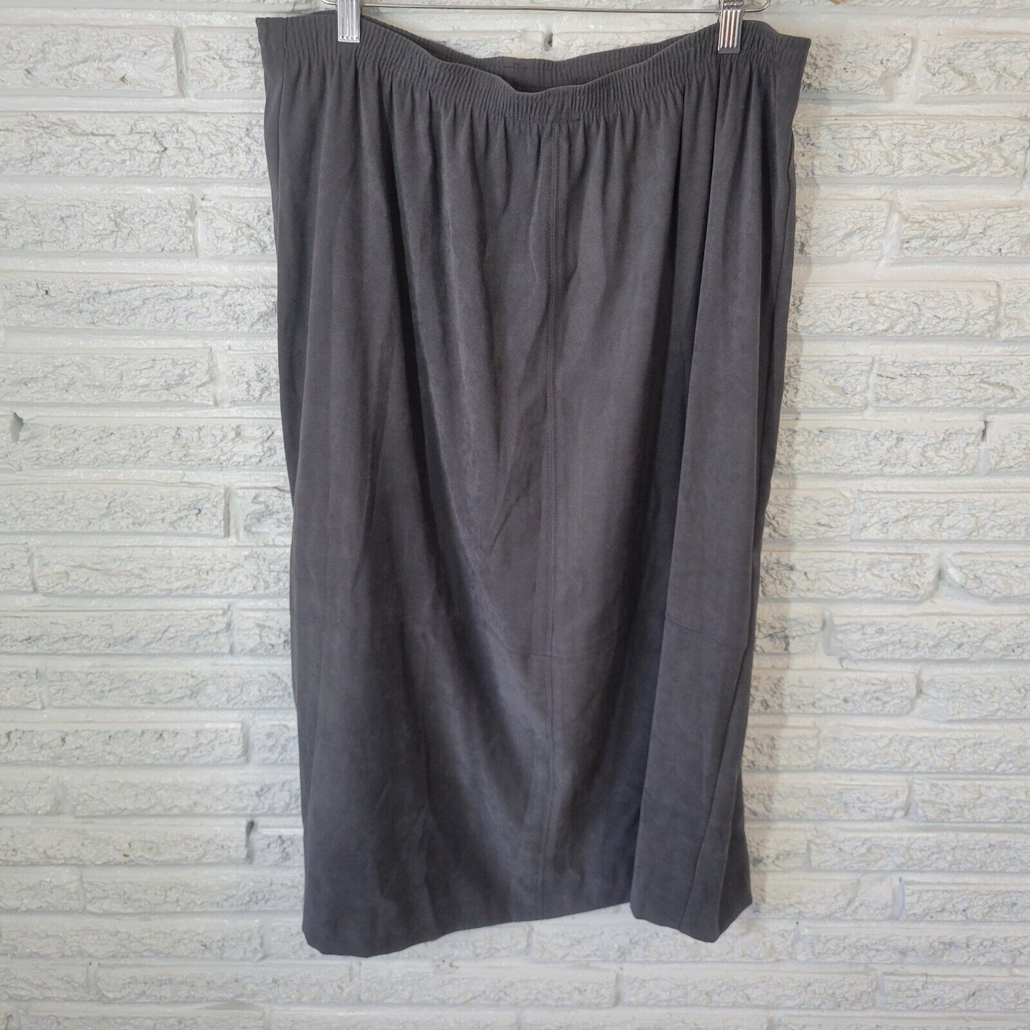 NIkki Womens Skirt 18 Plus Midi Aline Gray Poly Blend Office Casual Pull On
