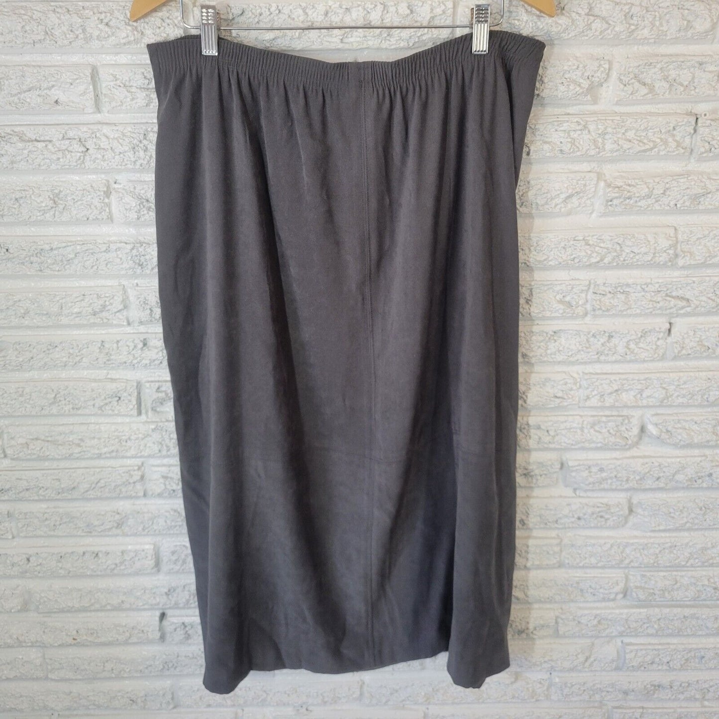 NIkki Womens Skirt 18 Plus Midi Aline Gray Poly Blend Office Casual Pull On