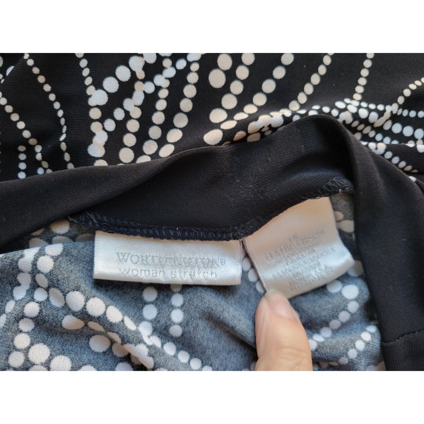 Worthington Womens Top 1X Plus Short Sleeve Black Geometric Career Casual