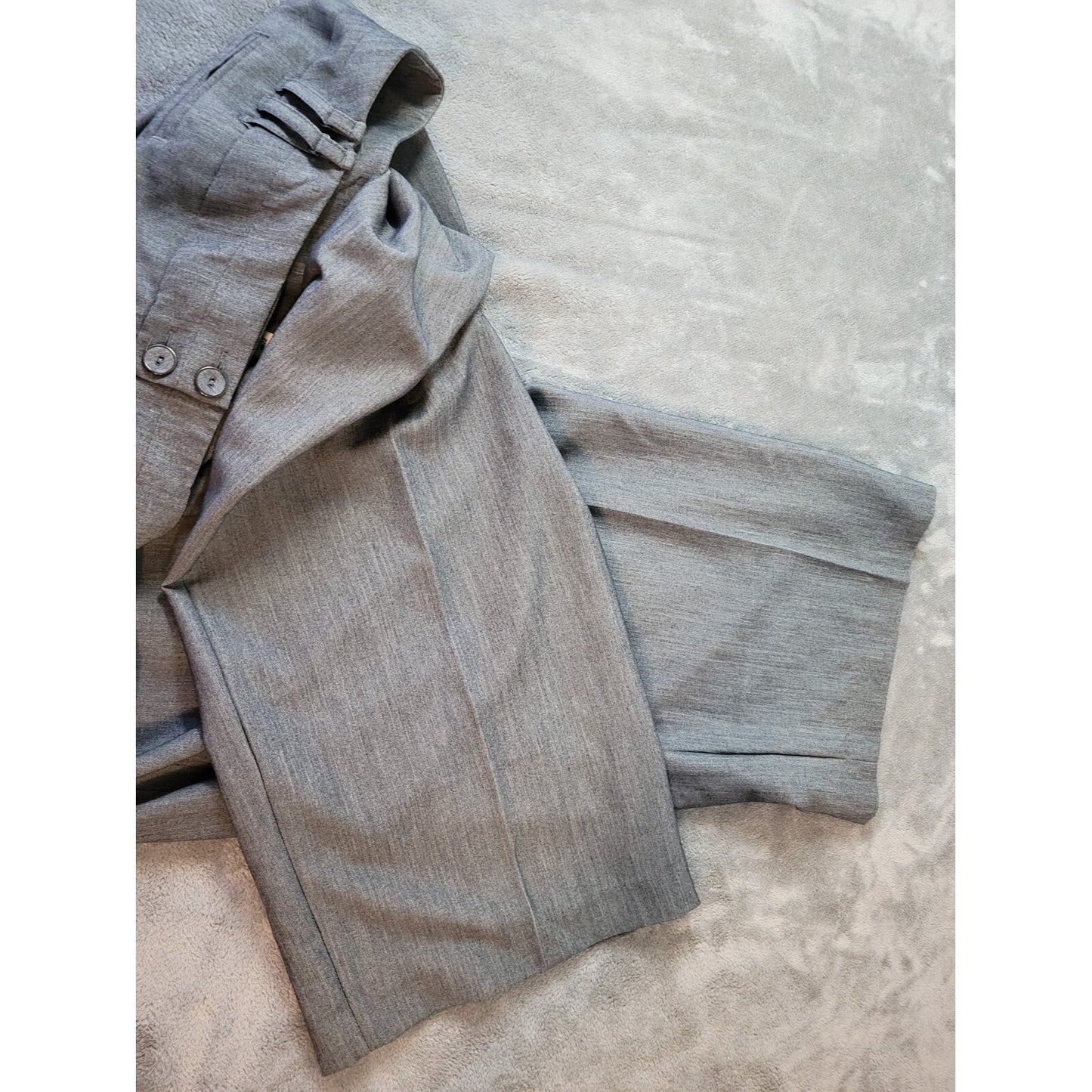 Cato Women Pants 22WP Petite Plus Wide Leg Gray Poly Blend Zip Fly Slash Pockets