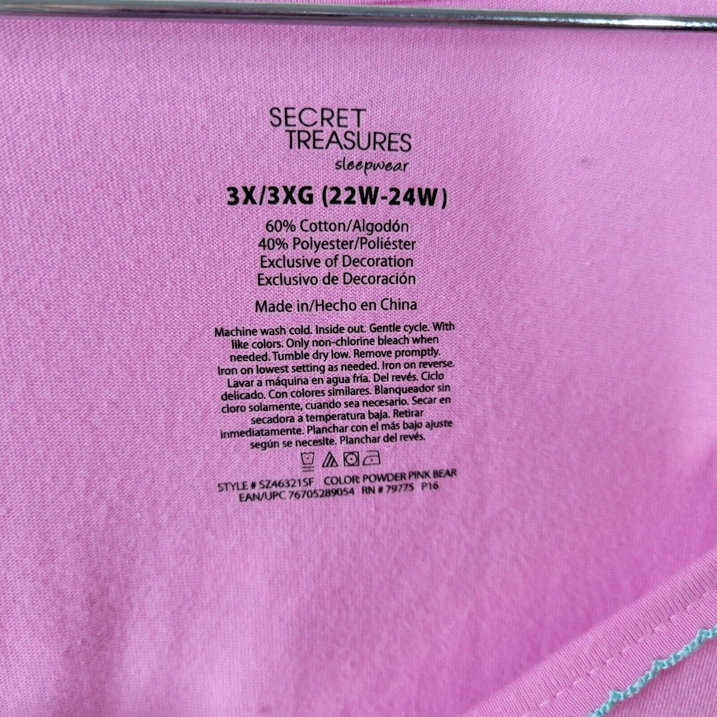 Secret Treasures Women Pajama Top 3X Pink Polar Bear I Love Snow Days Loungewear