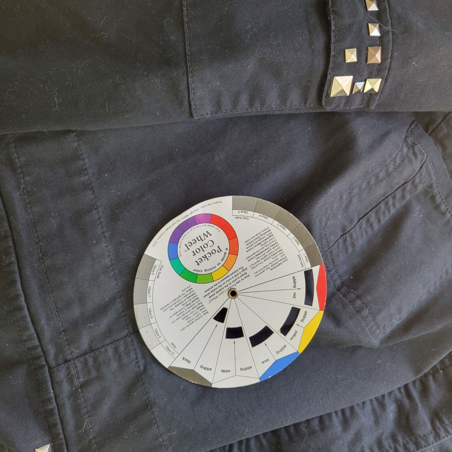 Lane Bryant Women Jacket 26 28 Black Cotton Blend Full Zip Snaps Studded Pockets