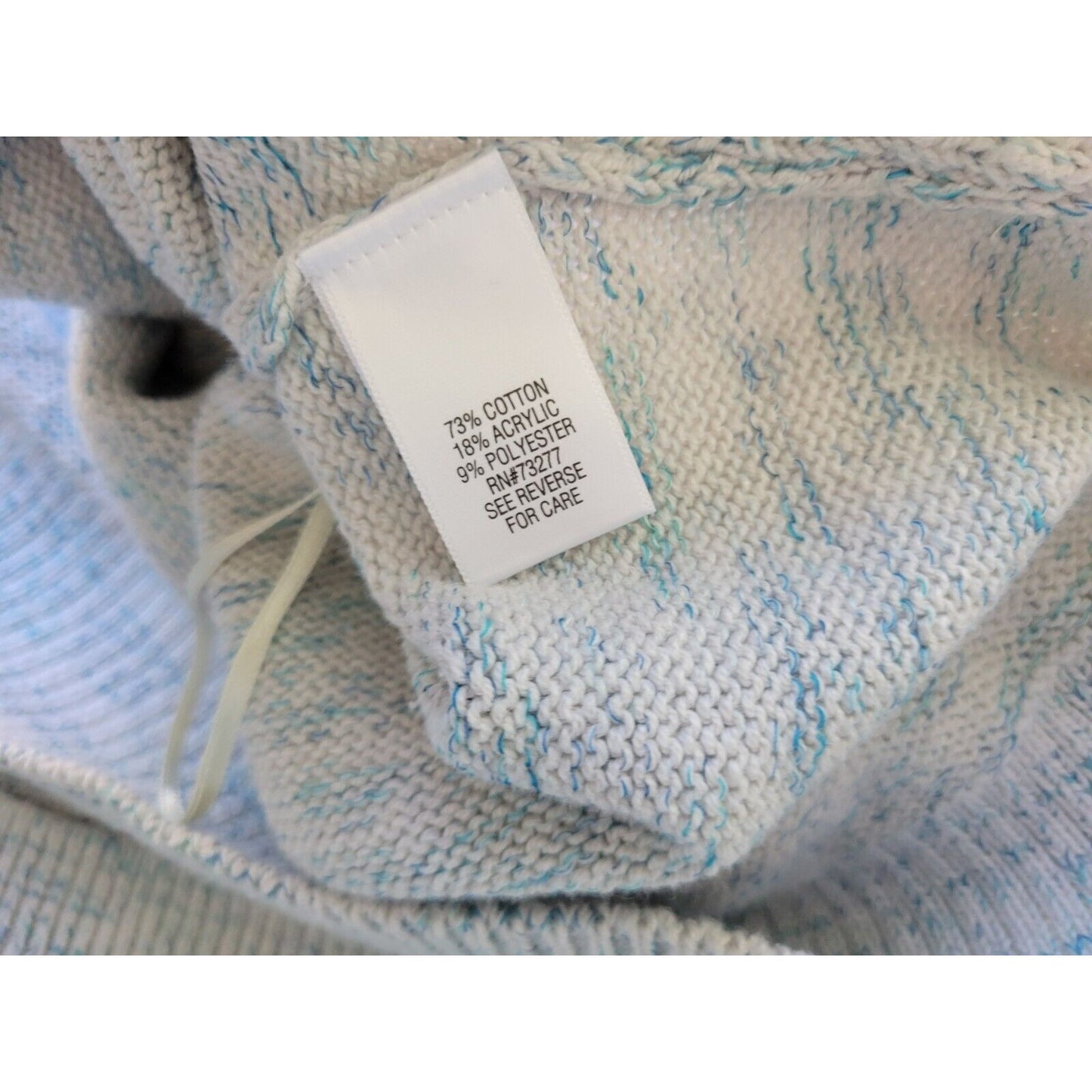 Croft Barrow Womens Sweater 3X Plus Long Sleeve Blue Marled Speckle Cotton Blend