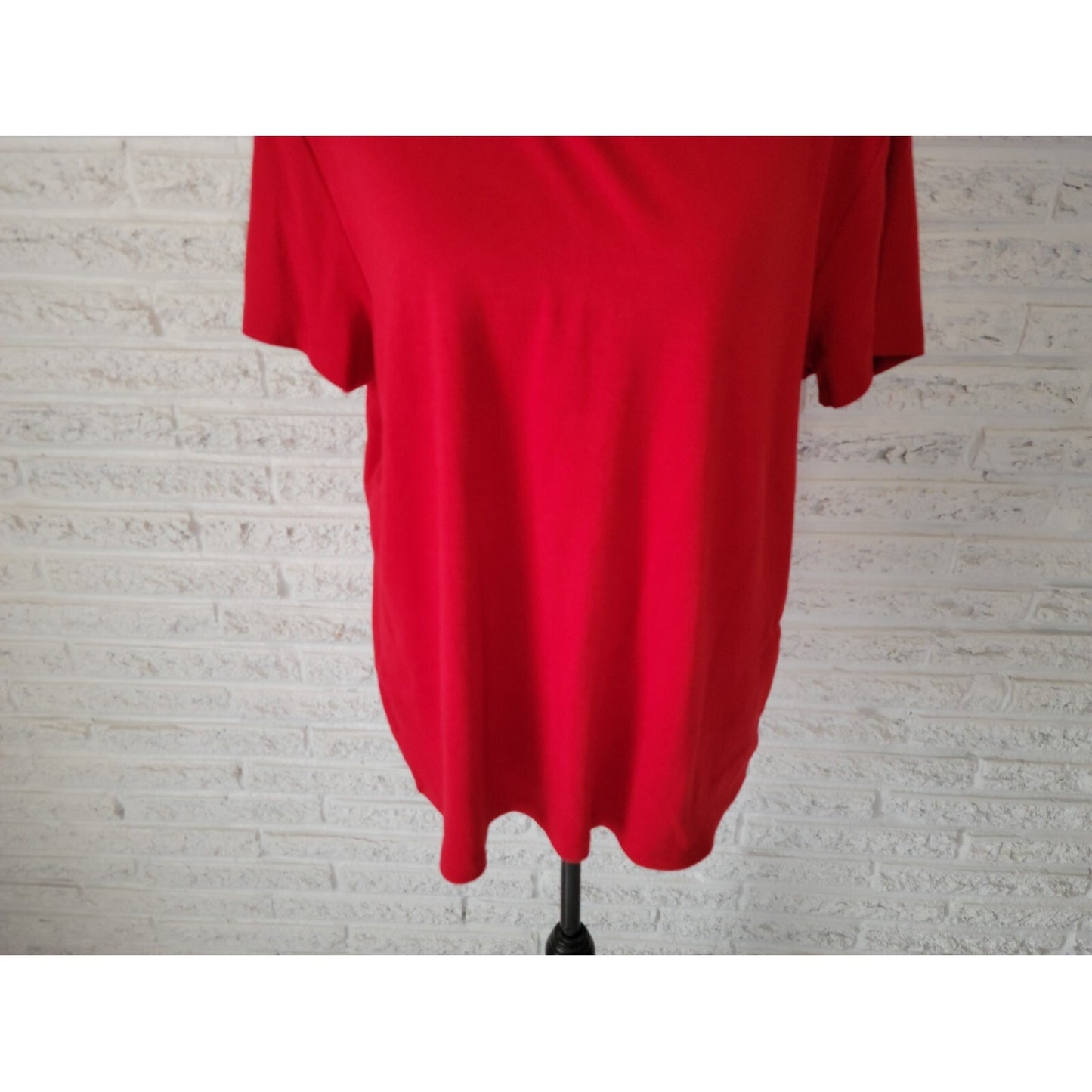 Rafaella Womens Top XXL Plus Tee Short Sleeve Knit Cotton Beads Red Boat Neck