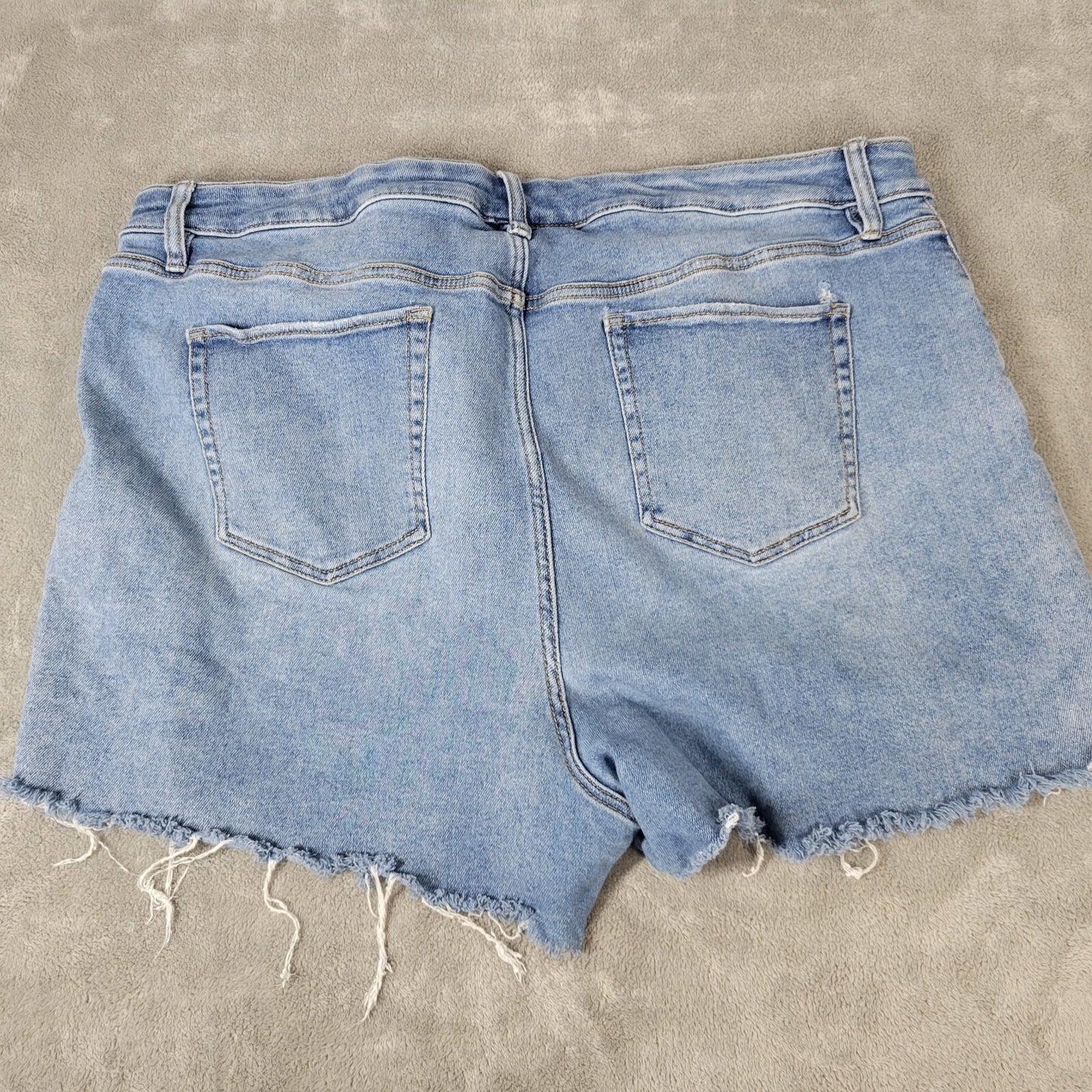 Ava Viv Womens Shorts 22W Medium Blue Denim Distressed Hem Fray Comfort Waist