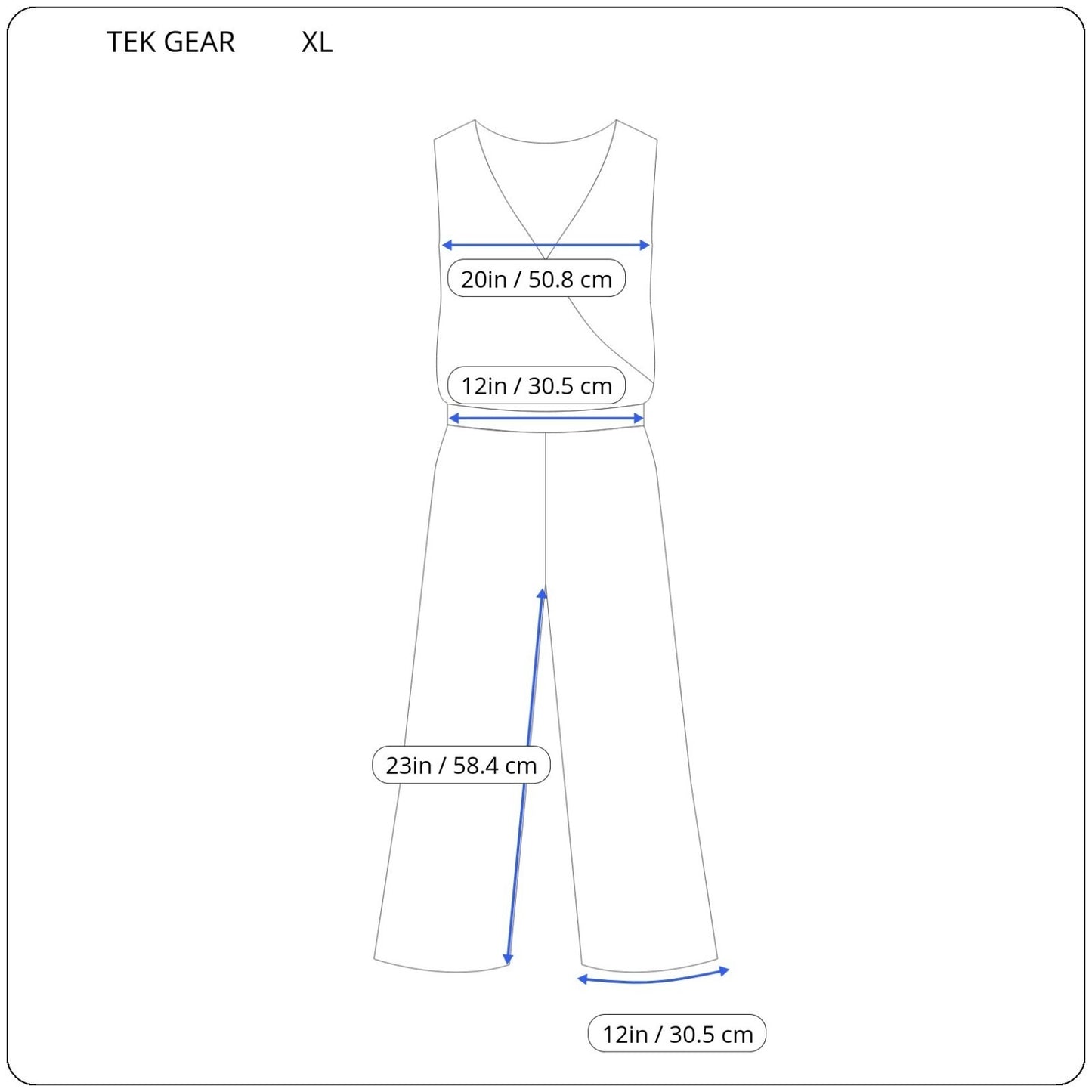 Tek Gear On the Go Womens Jumpsuit XL Capri Gray Sleeveless Drawstring Pockets