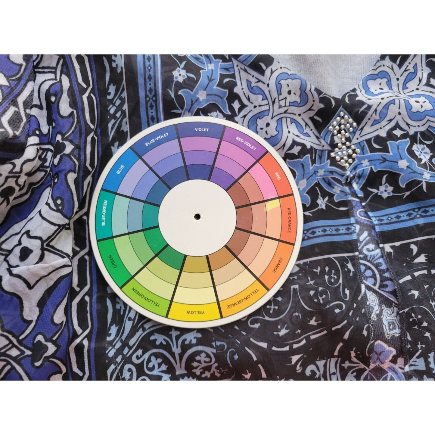 Apt 9 Womens Top 1X Long Sleeve Blue Mandala Layered Studded Office Casual