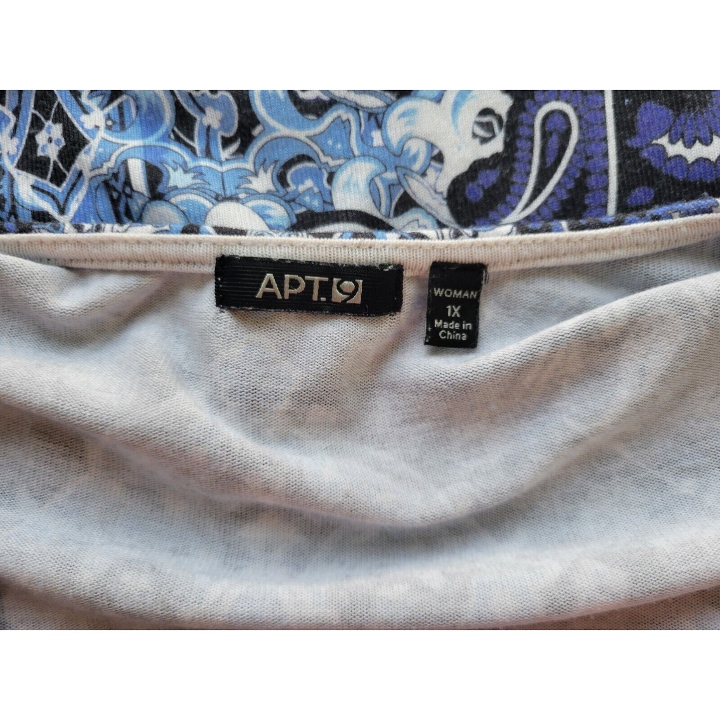 Apt 9 Womens Top 1X Long Sleeve Blue Mandala Layered Studded Office Casual