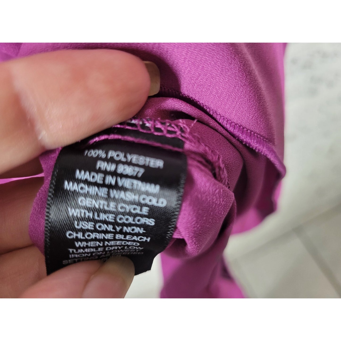 Worthington Women Top 2X Plus Asymmetric Sleeve Purple Tie Hem Keyhole Polyester