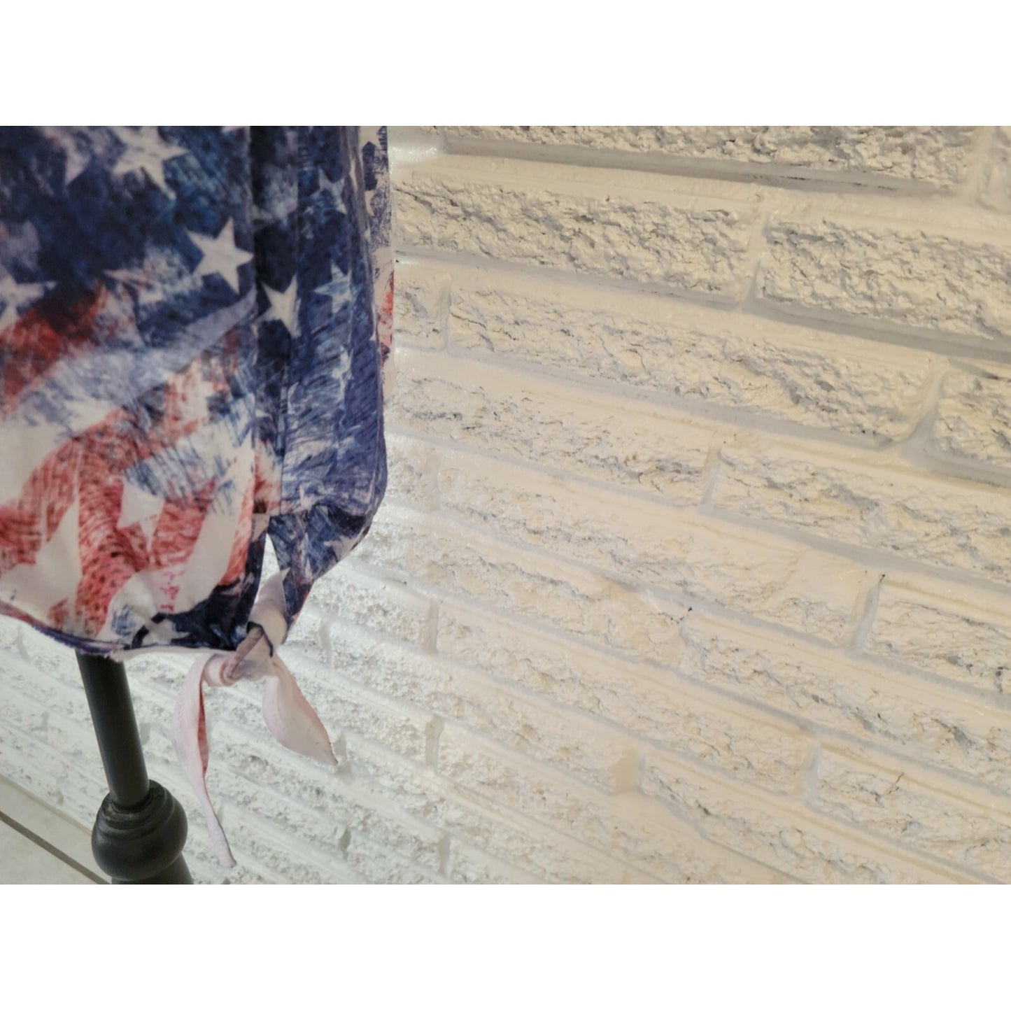 Patriotic BLEU Womens Top XL Tee Fourth of July Flag Studded Casual Cap Sleeve