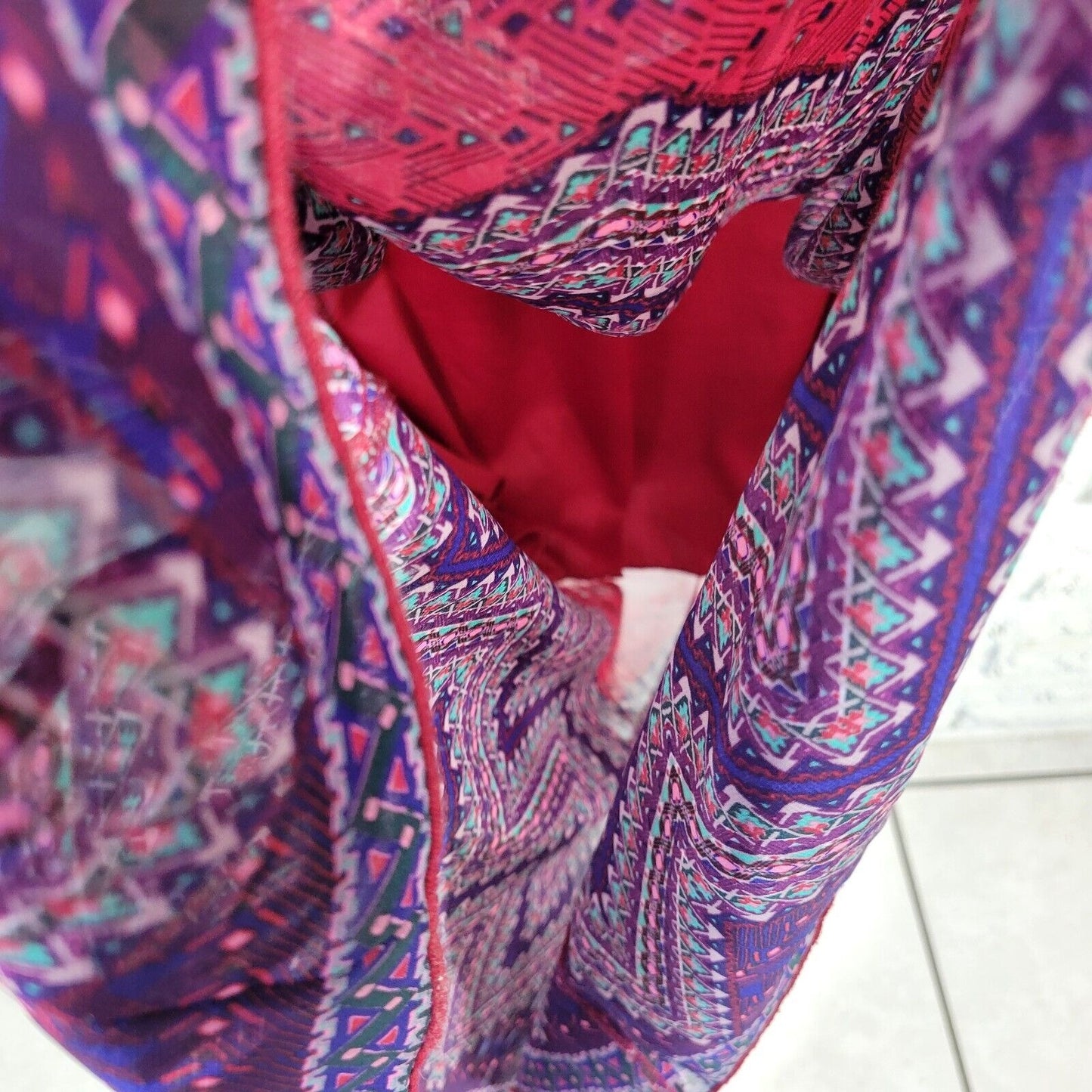 Enfocus Womens Dress 20W Plus Midi Sheath Sheer Sleeve Purple Red Geometric