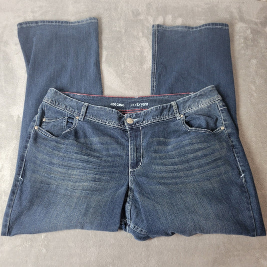 Lane Bryant Womens Jeans 20 Plus Jegging Boot Cut Dark Blue Denim Zip Fly Comfy