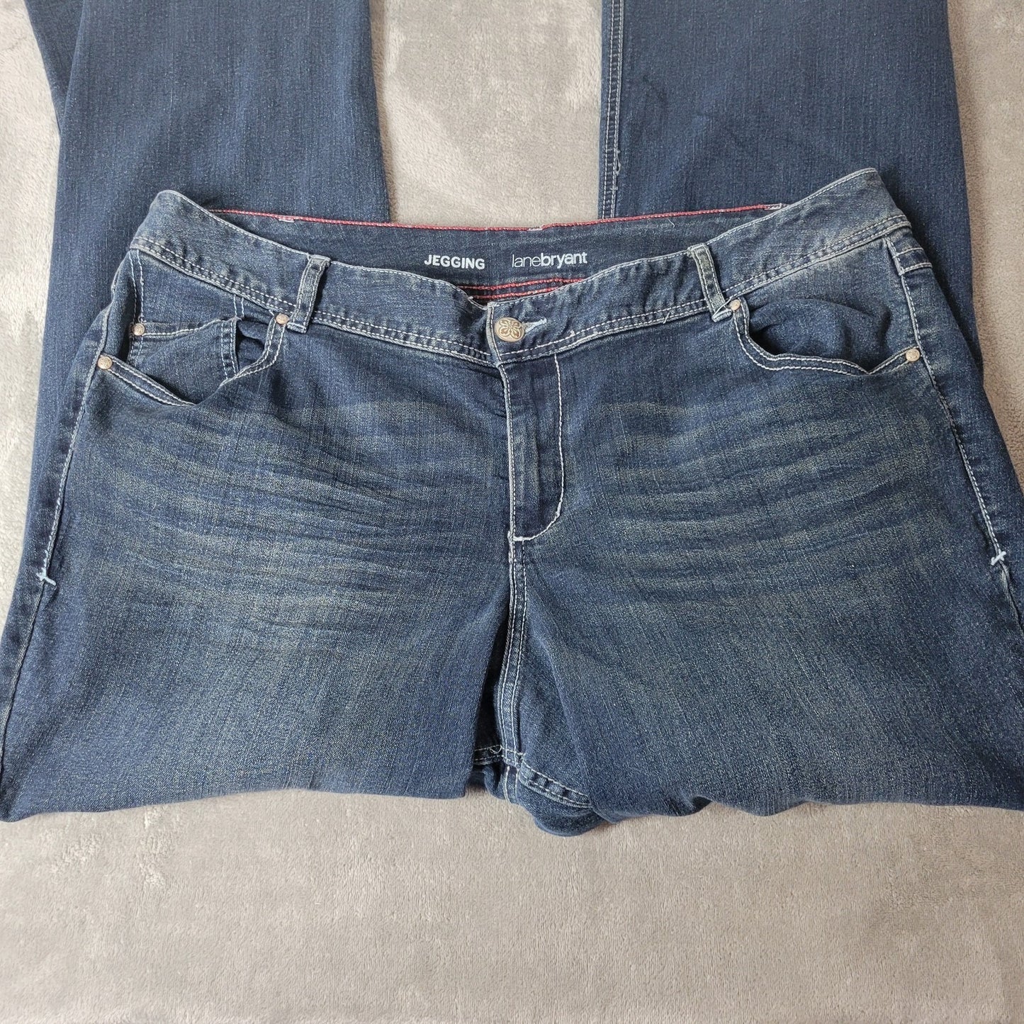 Lane Bryant Womens Jeans 20 Plus Jegging Boot Cut Dark Blue Denim Zip Fly Comfy