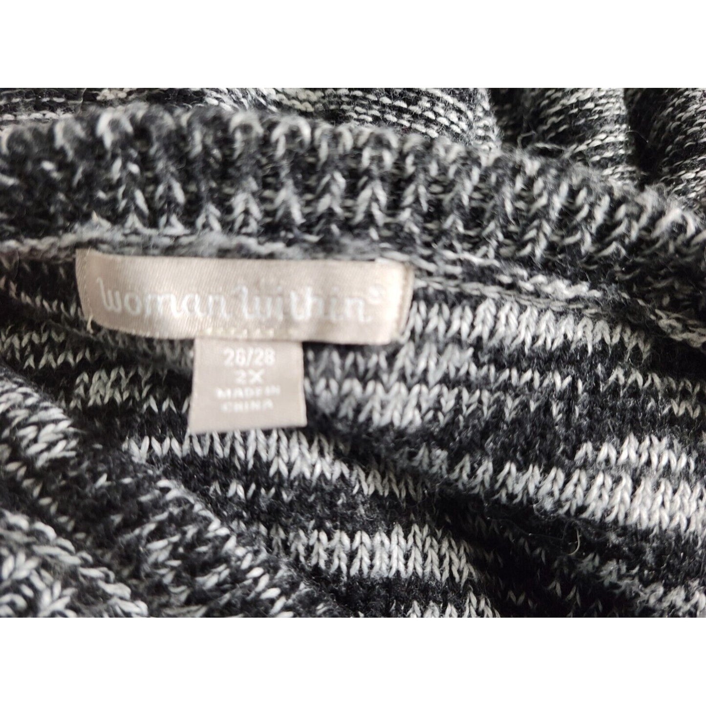 Woman Within Women Sweater 2X Plus Pullover Cold Shoulder Acrylic Black Marled