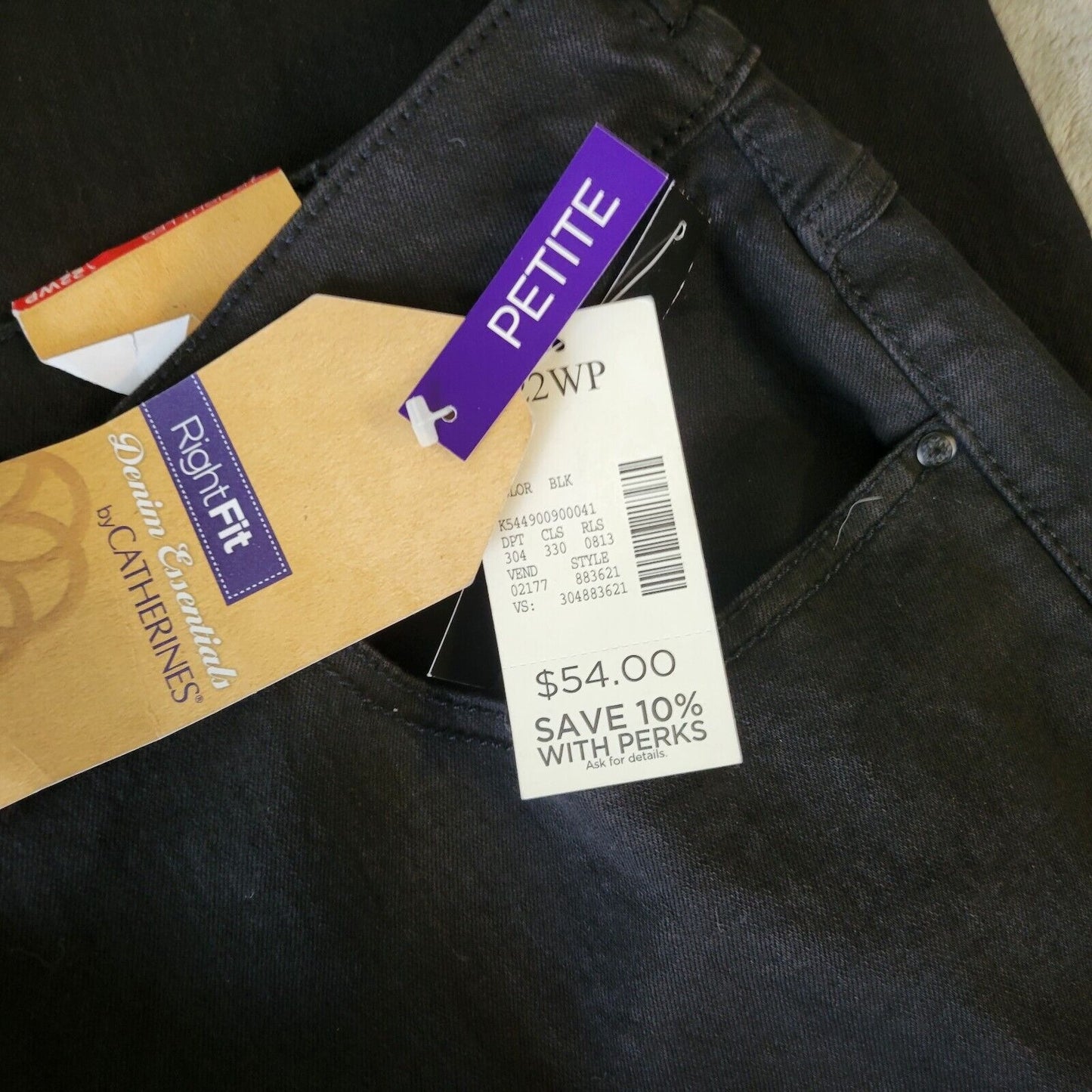 Catherines Right Fit Womens Jeans 22WP Plus Petite Capri Curvy Black Denim Zip