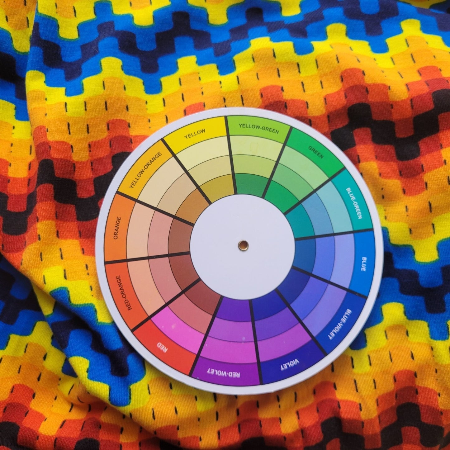 LuLaRoe Women's XL Top Blue Yellow Pixel Geometric 3/4 Sleeve Raglan Tee Shirt
