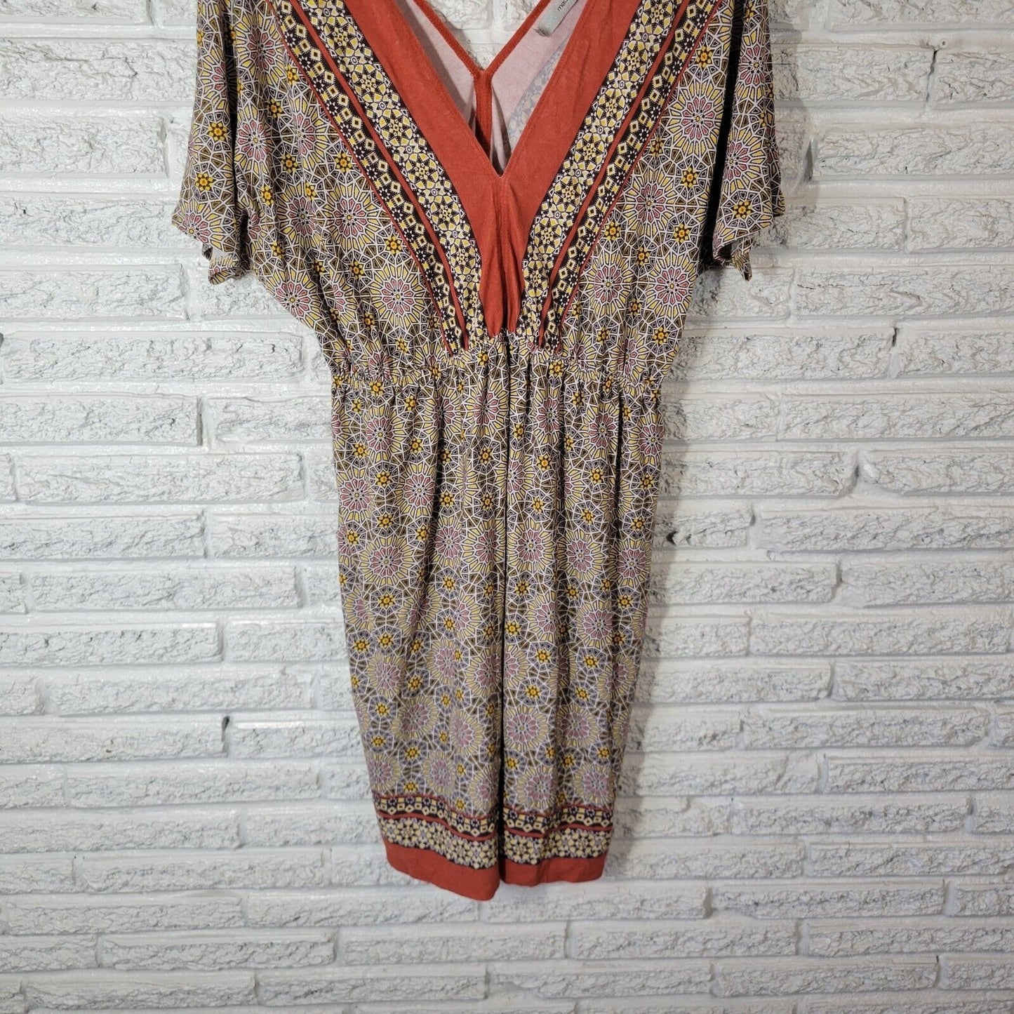 Maurices Womens Dress 2 2X Plus Short Sleeve Mini Sheath Orange Geometric Comfy