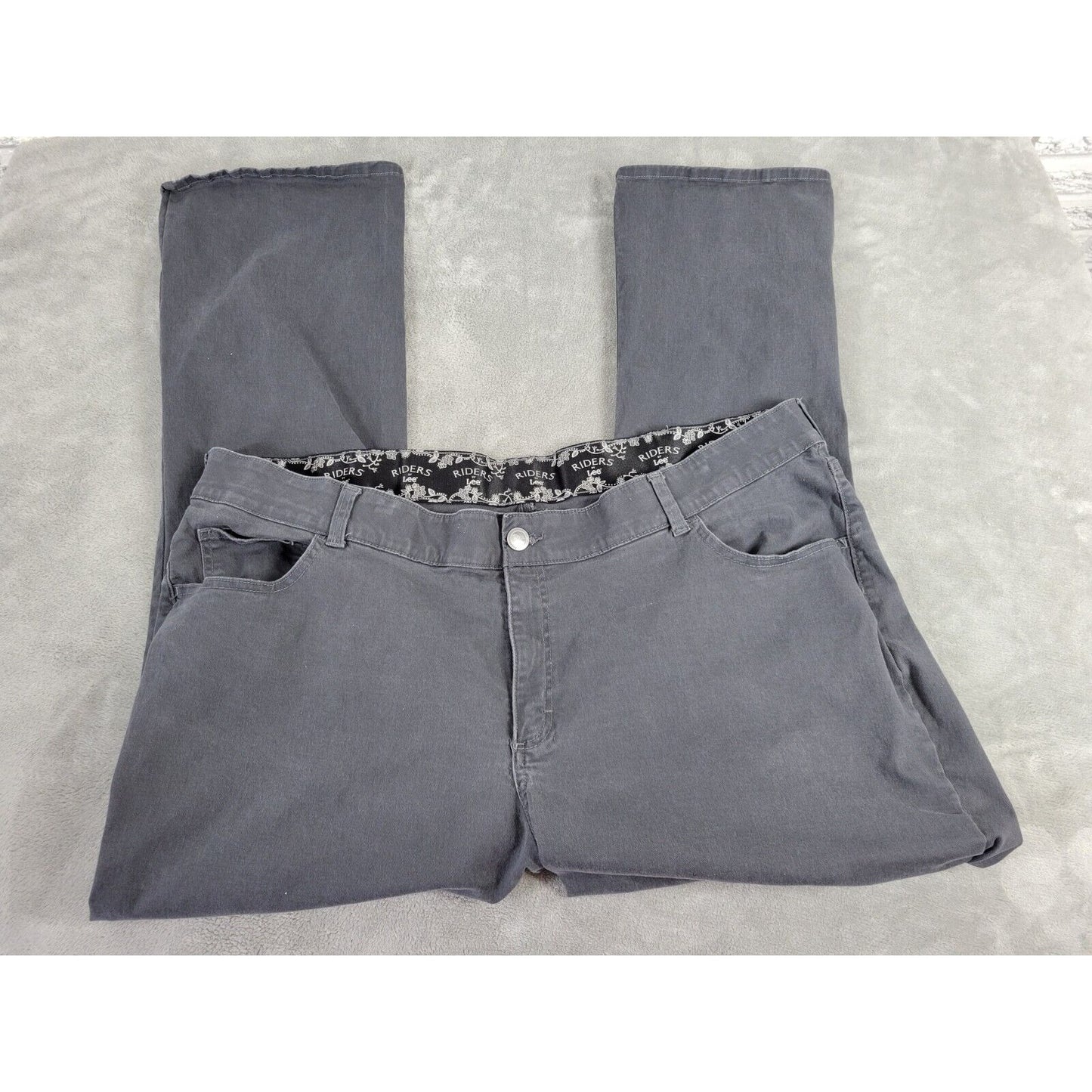 Riders Lee Womens Jeans 26W Boot Cut Dark Gray Denim Cotton Blend Elastic Waist
