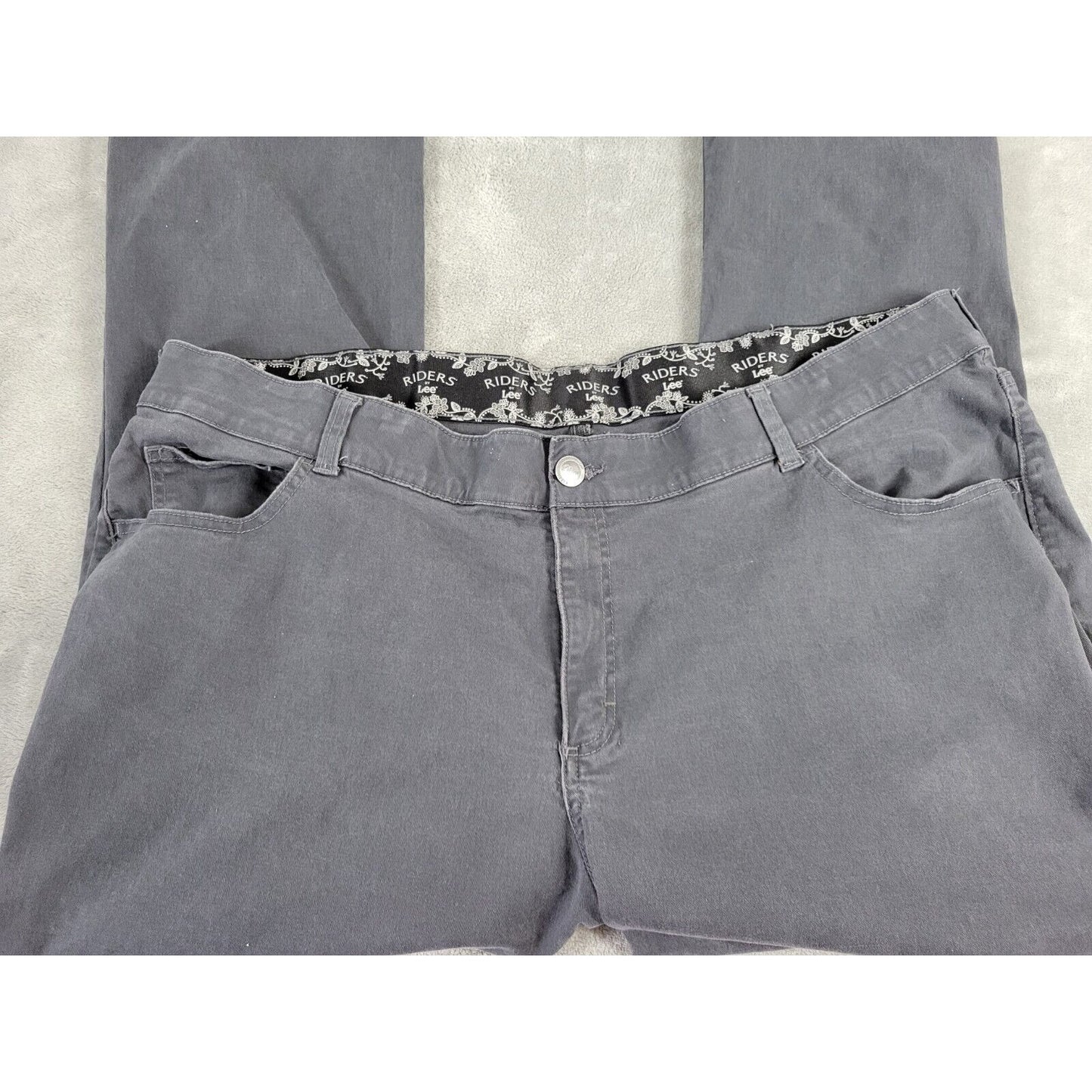 Riders Lee Womens Jeans 26W Boot Cut Dark Gray Denim Cotton Blend Elastic Waist