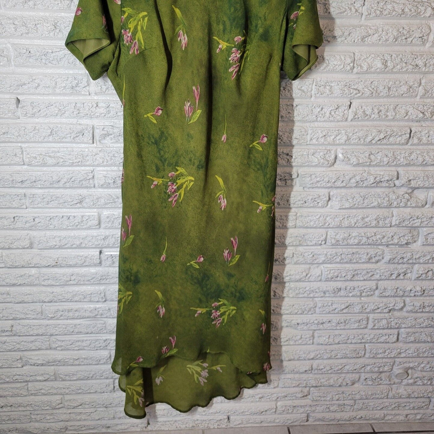 Mlle Gabrielle Womens Dress 20 Short Sleeve Green Floral Polyester Lined Office