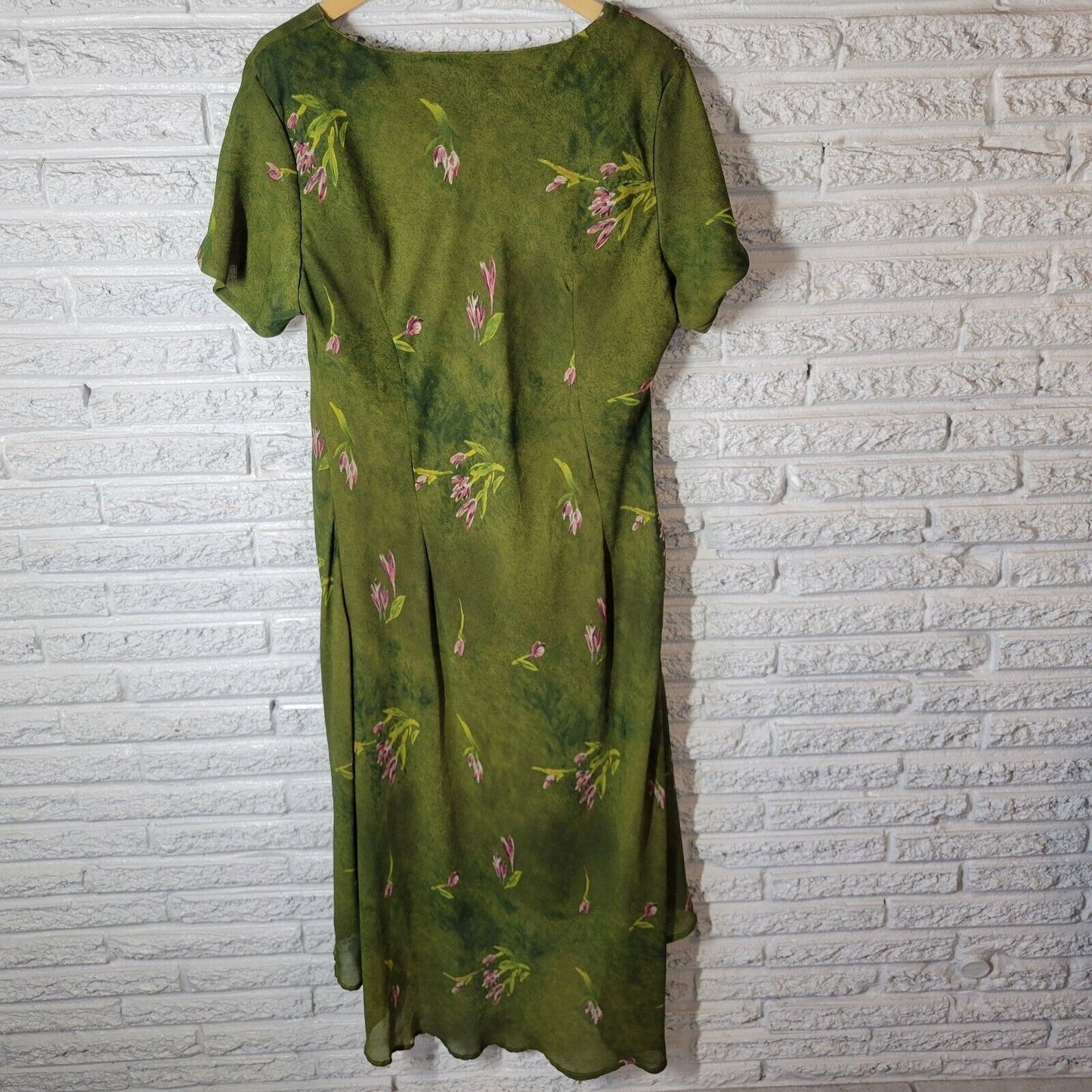 Mlle Gabrielle Womens Dress 20 Short Sleeve Green Floral Polyester Lined Office