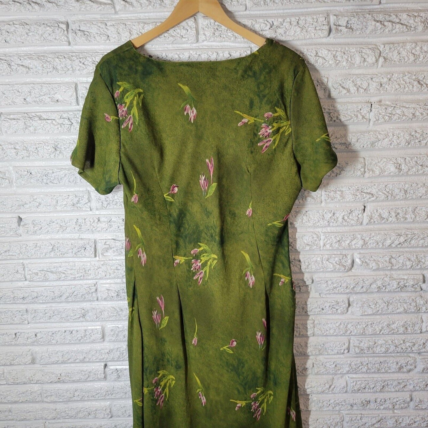 Mlle Gabrielle Womens Dress 20 Short Sleeve Green Floral Polyester Lined Office