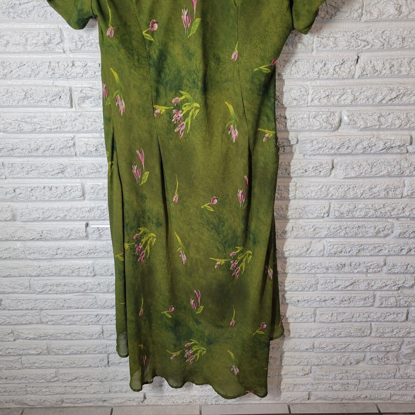 Mlle Gabrielle Womens Dress 20 Short Sleeve Green Floral Polyester Lined Office