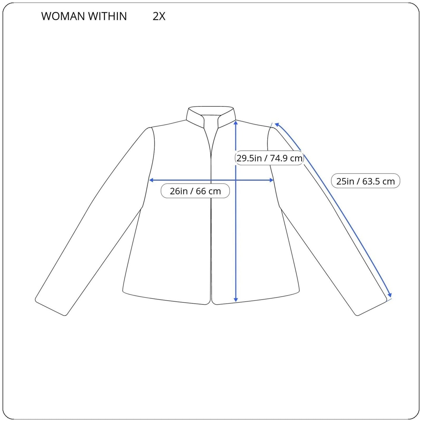 Woman Within Womens Jacket 2X 26 28 Long Sleeve Full Zip Cotton Blend Activewear