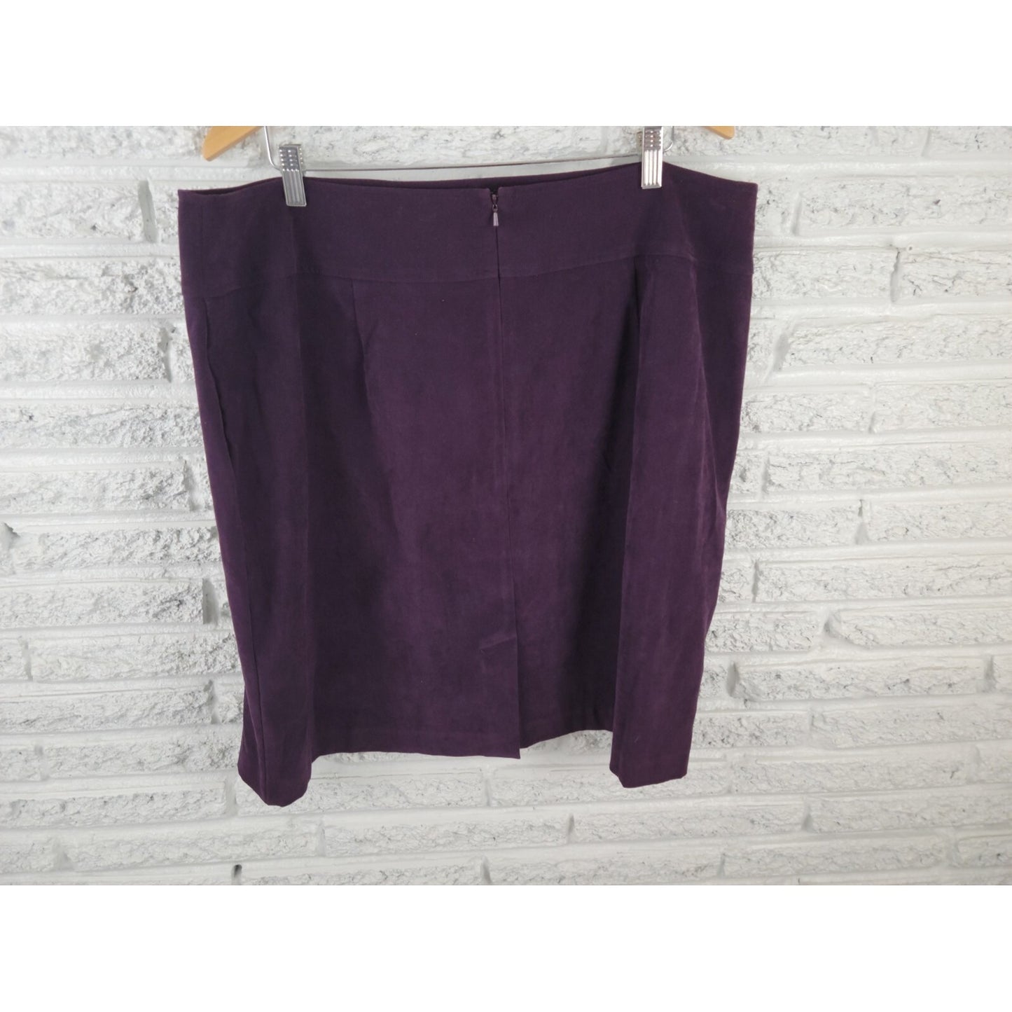 Avenue Women Skirt 20 Plus Mini Pencil Straight Velour Slit Purple Office Casual