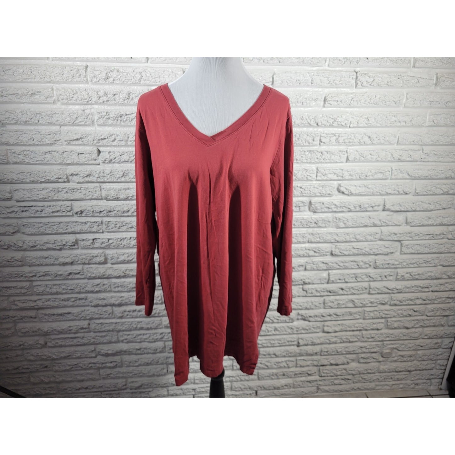 Roamans Womens Top 1X Tee Tunic 3/4 Sleeve Stretchy Cotton Casual Basic