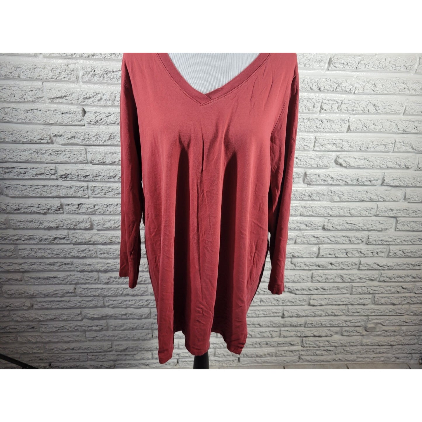 Roamans Womens Top 1X Tee Tunic 3/4 Sleeve Stretchy Cotton Casual Basic