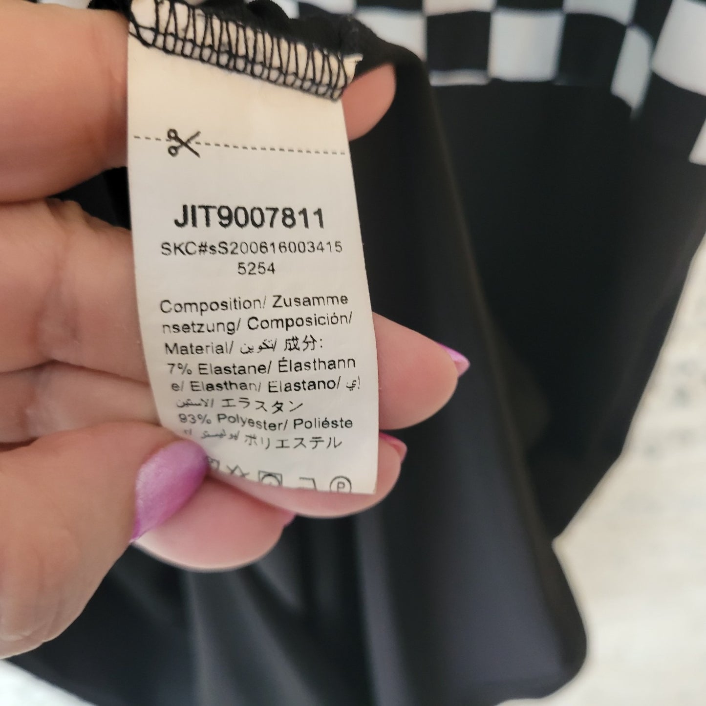 Shein Curve Womens Dress 2XL Plus Mini Short Sleeve Poly Blend Black White Check