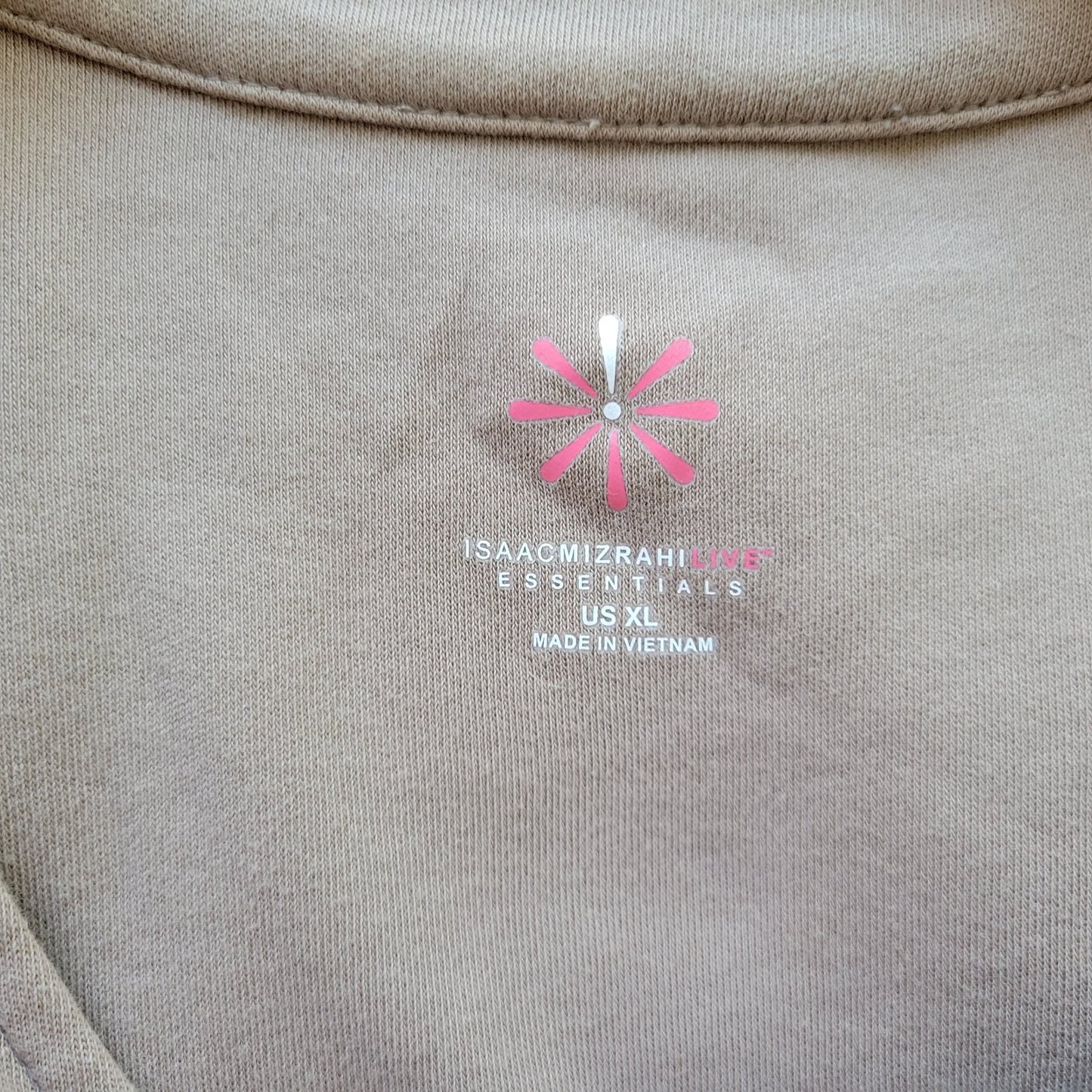 Isaac Mizrahi Live QVC Womens Top XL Tee Short Sleeve Tan Cotton Casual Comfy