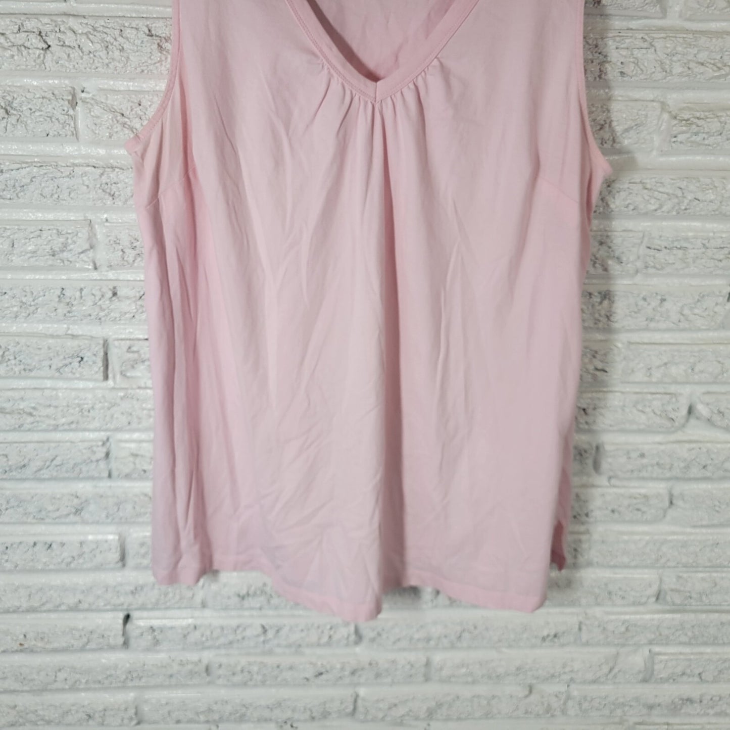 Woman Within Womens Top 1X 22 24 Plus Tank Pink Cotton Lightweight Casual Comfy
