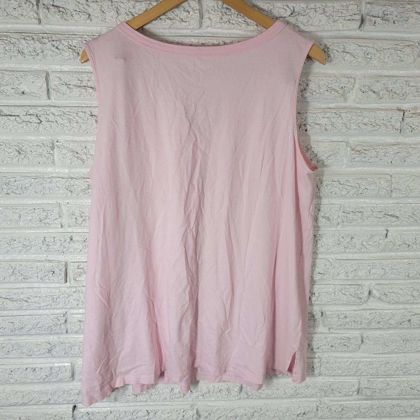 Woman Within Womens Top 1X 22 24 Plus Tank Pink Cotton Lightweight Casual Comfy