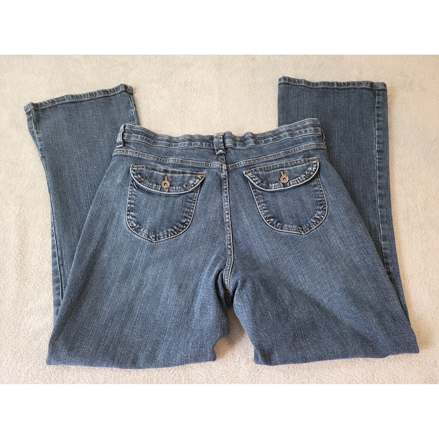 Lee Womens Jeans 18M Straight Leg Dark Blue Denim Elastic Waist Zip Fly Stretchy