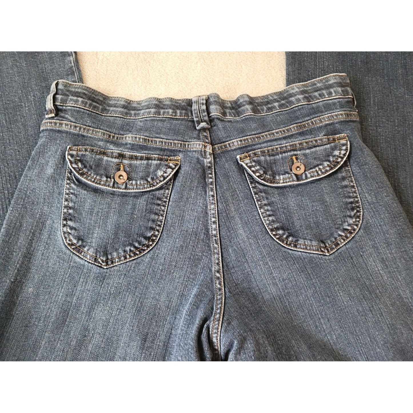 Lee Womens Jeans 18M Straight Leg Dark Blue Denim Elastic Waist Zip Fly Stretchy