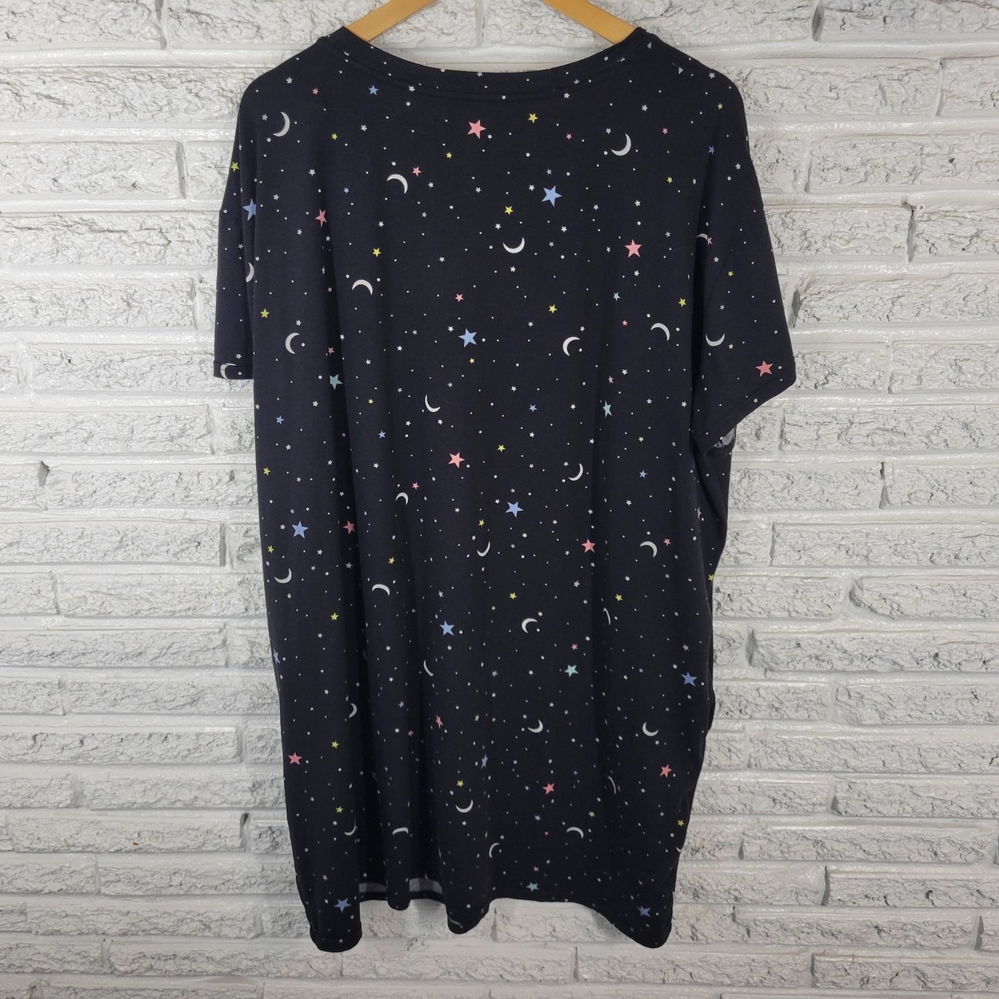 Joyspun Womens Pajama Top 2X 3X Gown Black Night Sky Pockets Loungewear Comfy