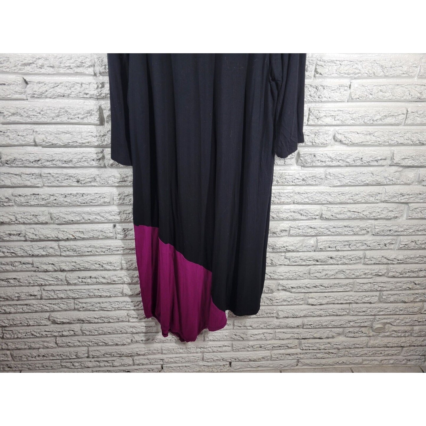 Catherines Womens Dress 1X Short Sleeve Purple Color Block Casual Rayon Blend