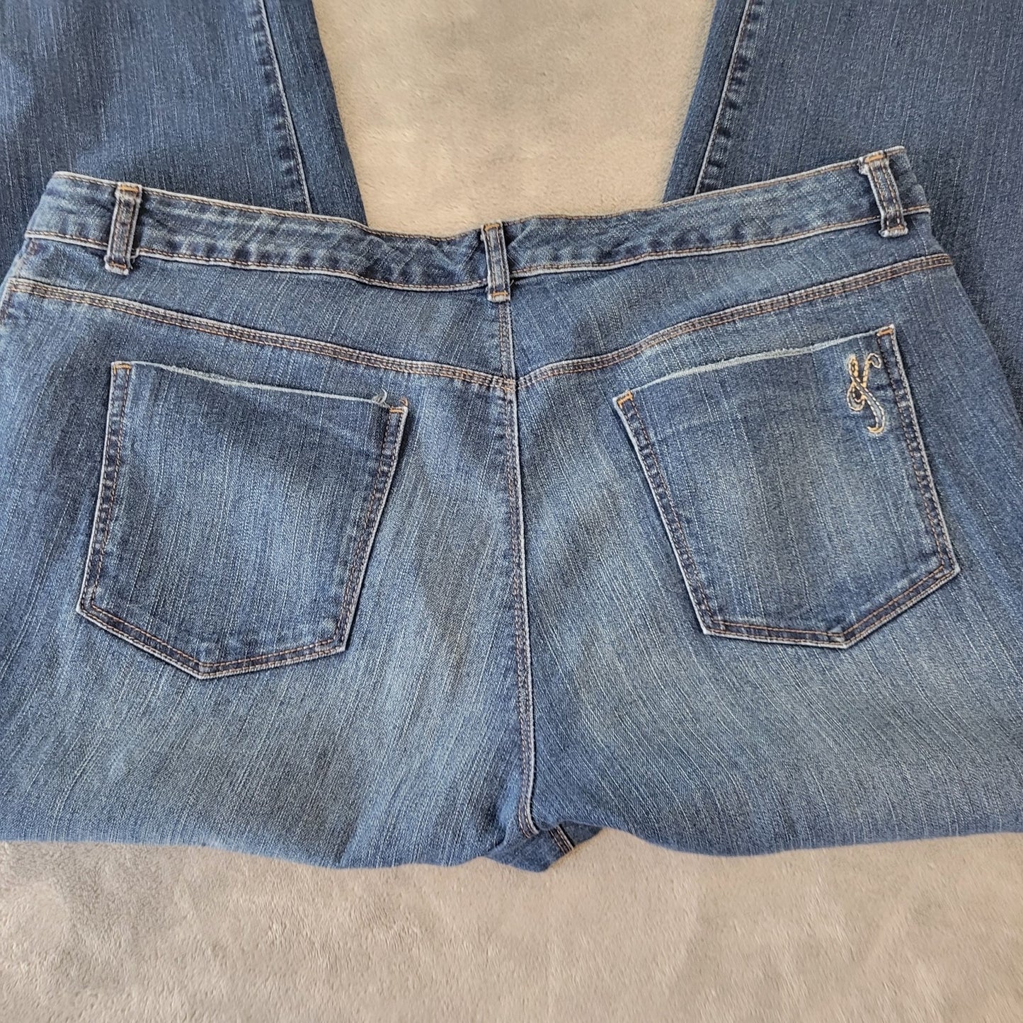 Style Co Womens Jeans 20W Plus Curvy Fit Cropped Dark Blue Denim Zip Fly Comfy