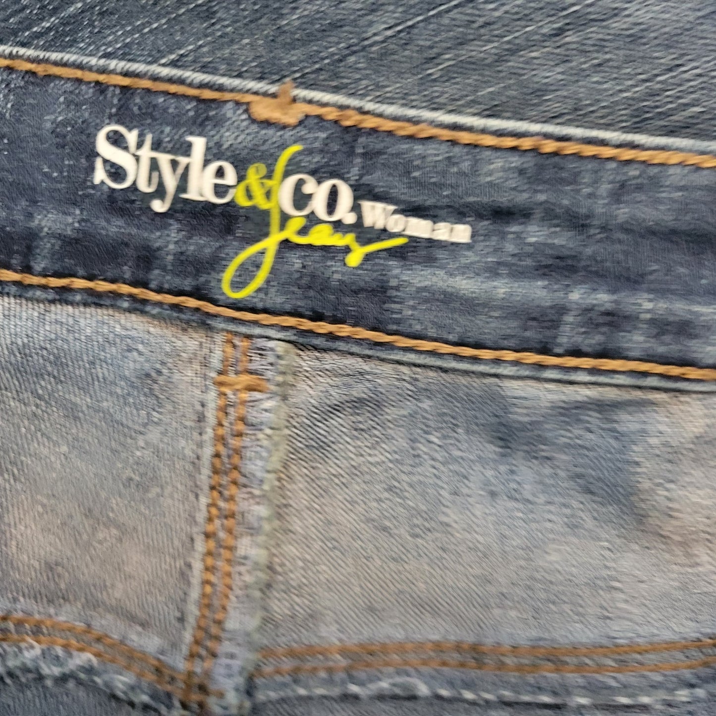 Style Co Womens Jeans 20W Plus Curvy Fit Cropped Dark Blue Denim Zip Fly Comfy