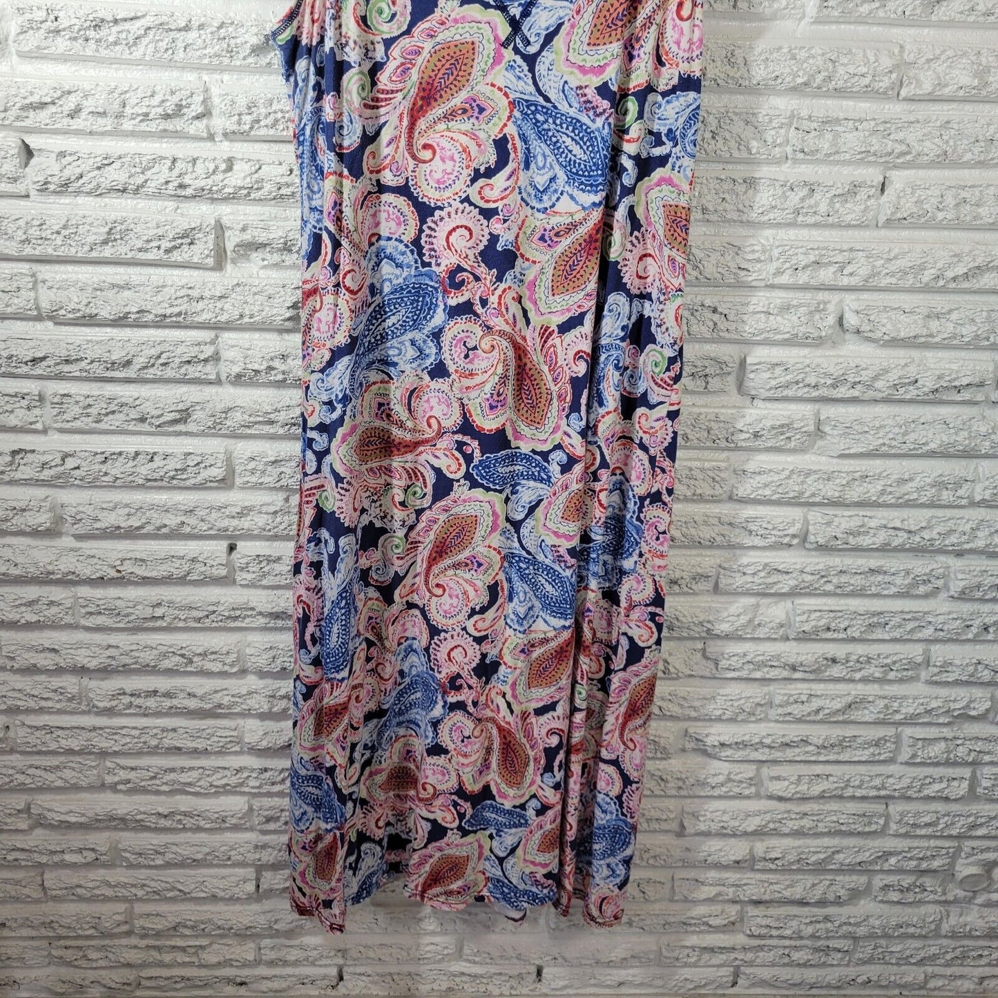 Chaps Womens Dress Extra Large Tank Midi Blue Paisley Cotton Casual Comfy