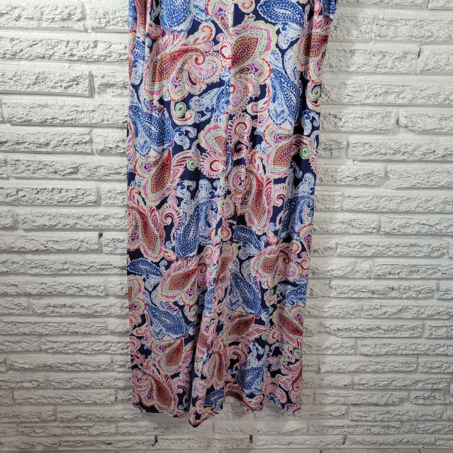Chaps Womens Dress Extra Large Tank Midi Blue Paisley Cotton Casual Comfy